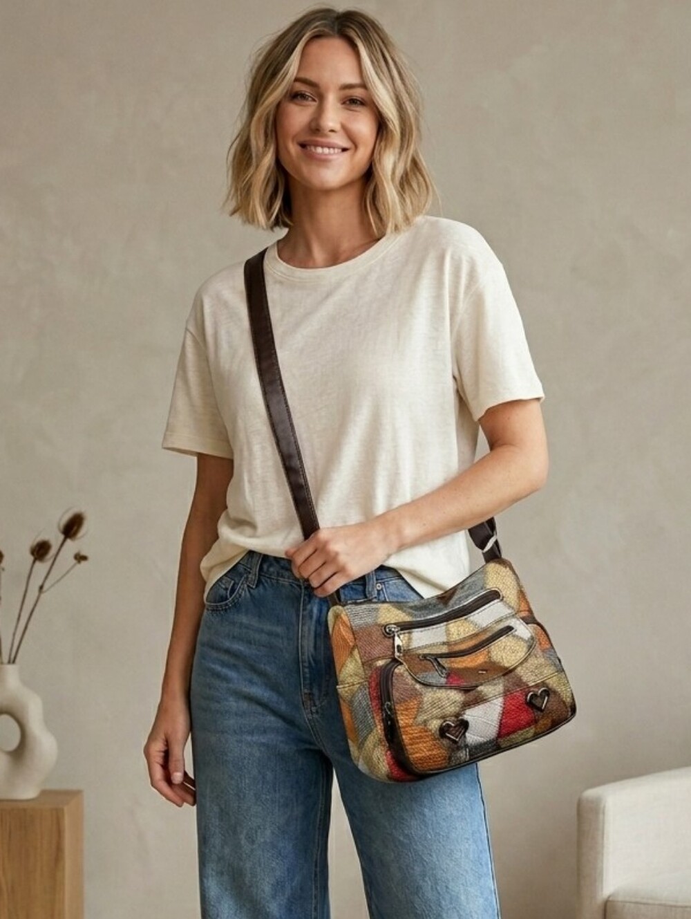 Tapestry Patchwork Crossbody Bag Vintage Boho Sling Purse